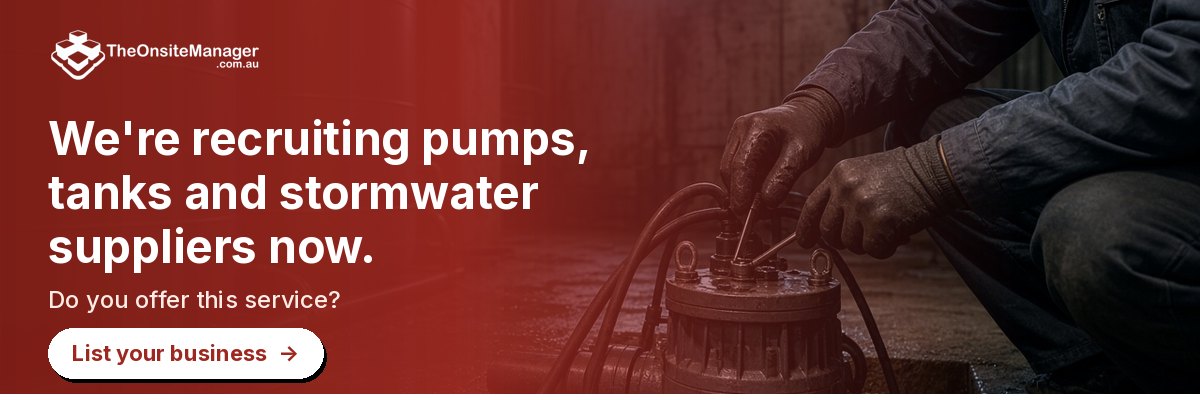 We're recruiting pumps, tanks and stormwater suppliers now. Do you offer this service? List your business